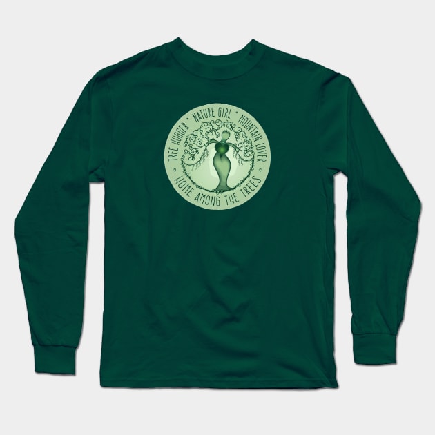 Asheville, NC - Nature Tree Girl - Green 20 Long Sleeve T-Shirt by AVL Merch